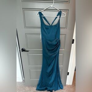 Azazie Teal Backless Dress